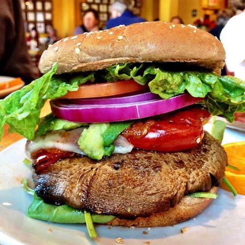 Portobello Burger Goodness at Barney's Gourmet Burgers - California